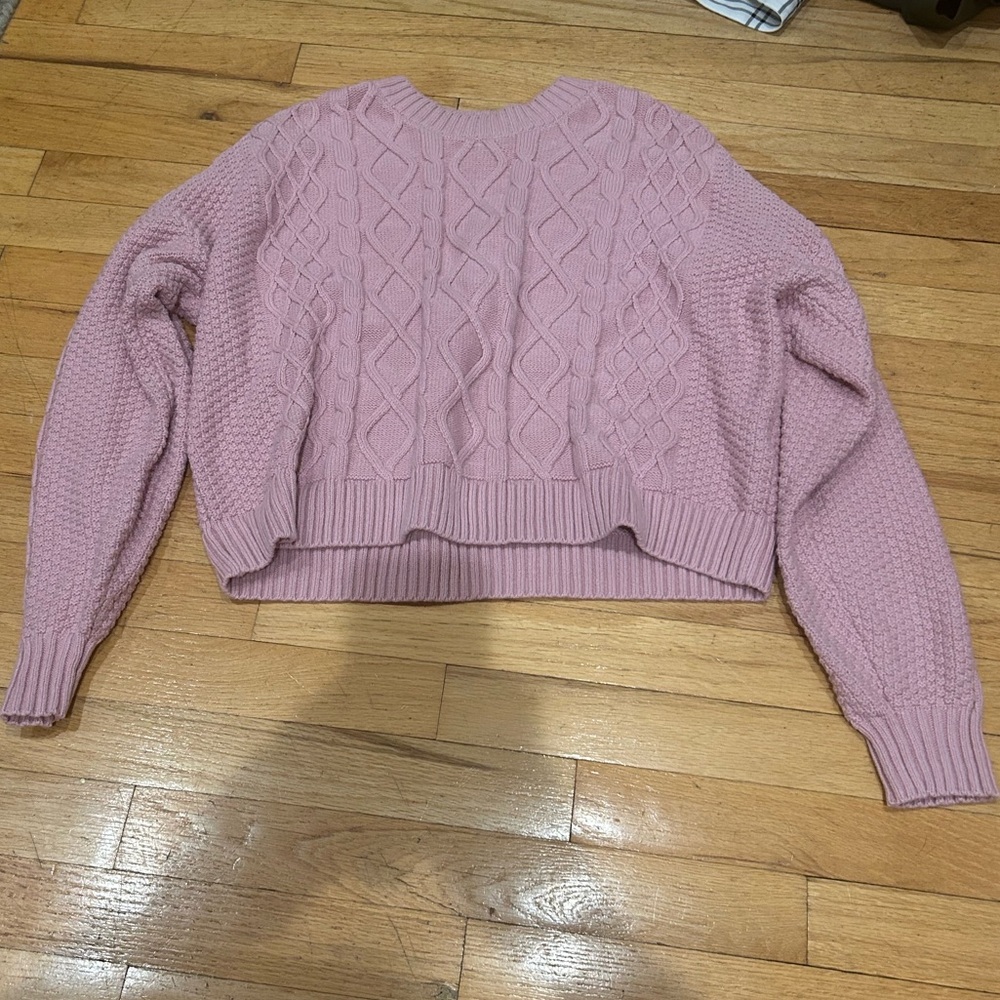 Hollister Light Pink Cable Knit Sweater